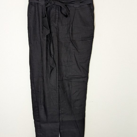 Express Linen Paperbag High Waisted Ankle Pant - Picture 2 of 4